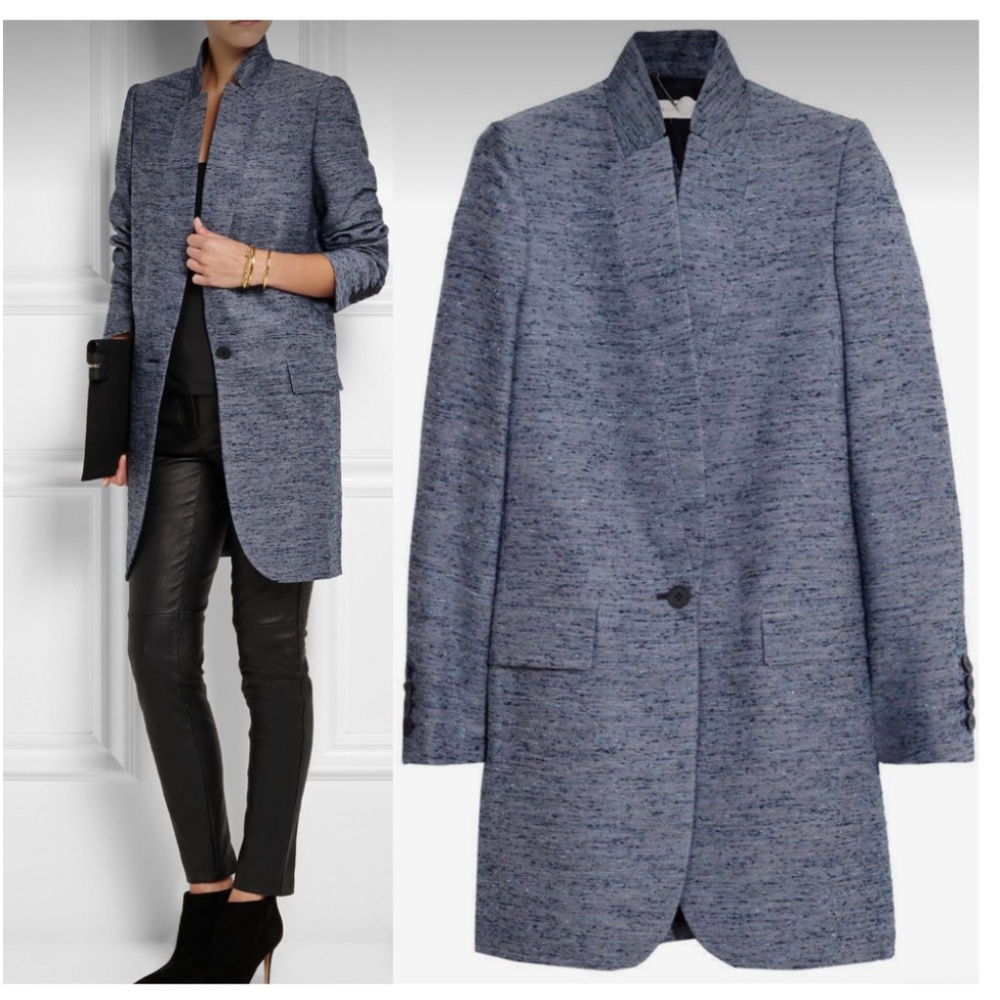 $1495 Stella McCartney Silk Blend Bryce Coat Jacket In Blue 40 / S